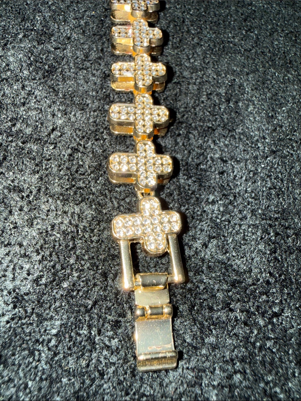 Gold Crystal Cross Link Bracelet for Women